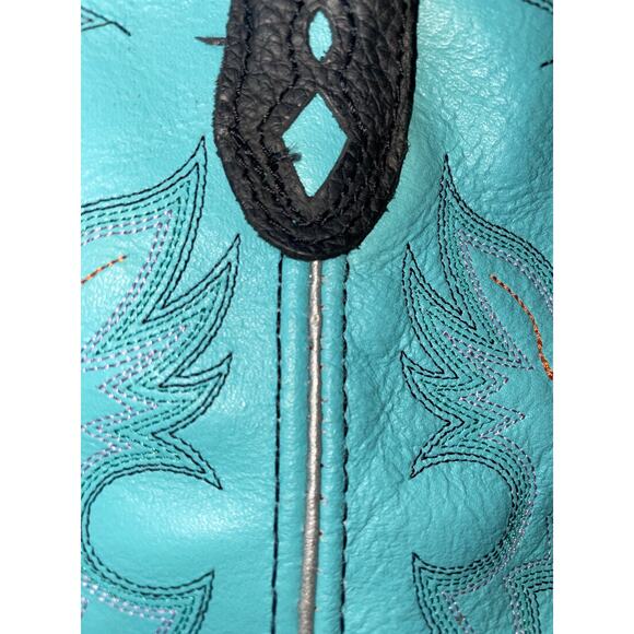 JUSTIN GYPSY L9905 Gemma Short Western Cowgirl Boots Size 6.5B Black & Turquoise - Picture 14 of 15